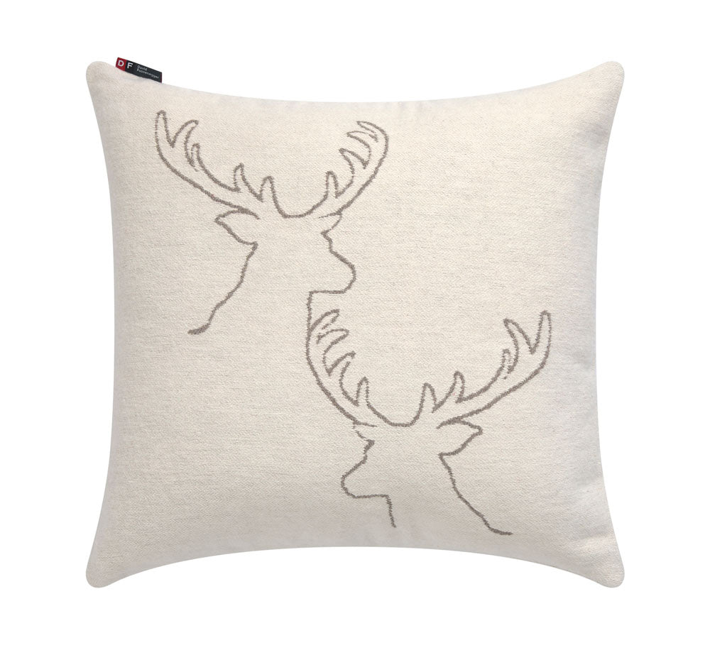 Off White Stag Heads Linear Cushion 50 x 50 cm