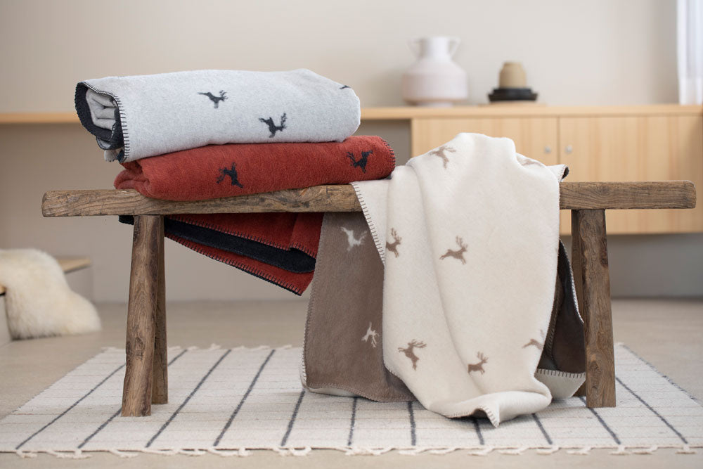 Off White Deer Allover Savona Throw