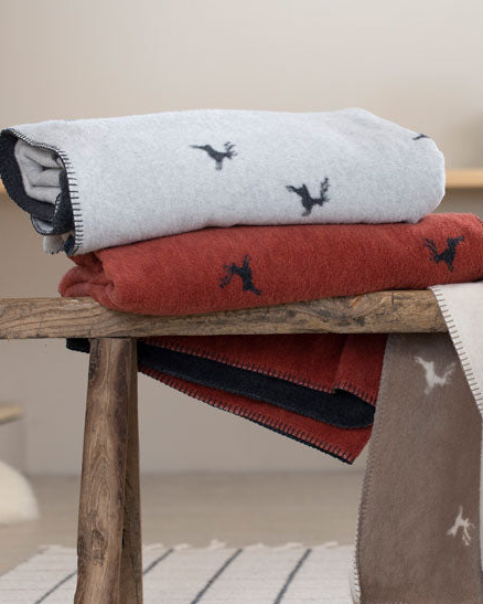 Light Grey Deer Allover Savona Throw