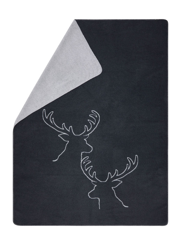 Charcoal Stag Heads Linear Savona Throw