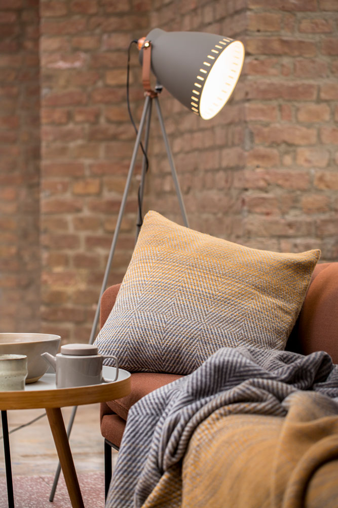 Gold Grey Gradient Herringbone Savona Throw