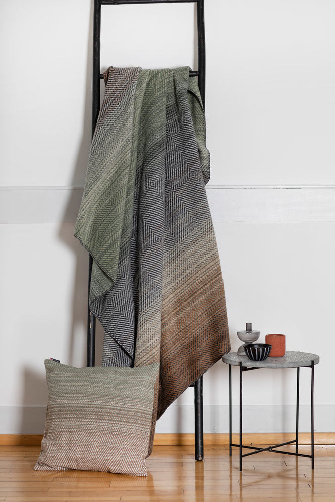 Ivy Blue Brown Gradient Herringbone Savona Throw