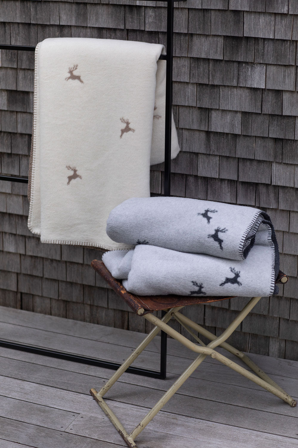 Light Grey Deer Allover Savona Throw
