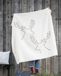 Off White Stag Heads Linear Savona Throw