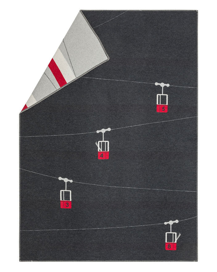 Charcoal Cable Cars Throw