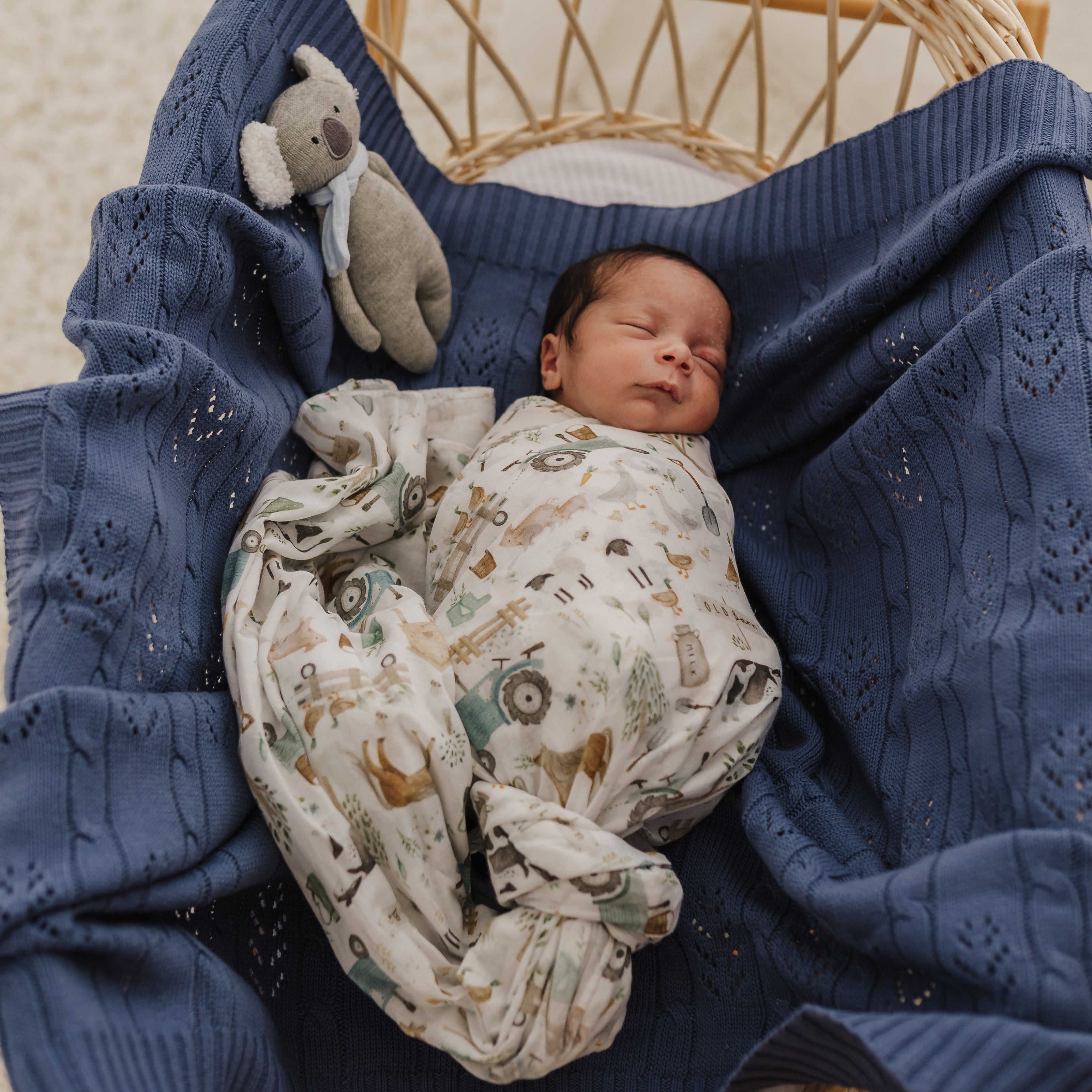 Denim Fern Bassinet Blanket