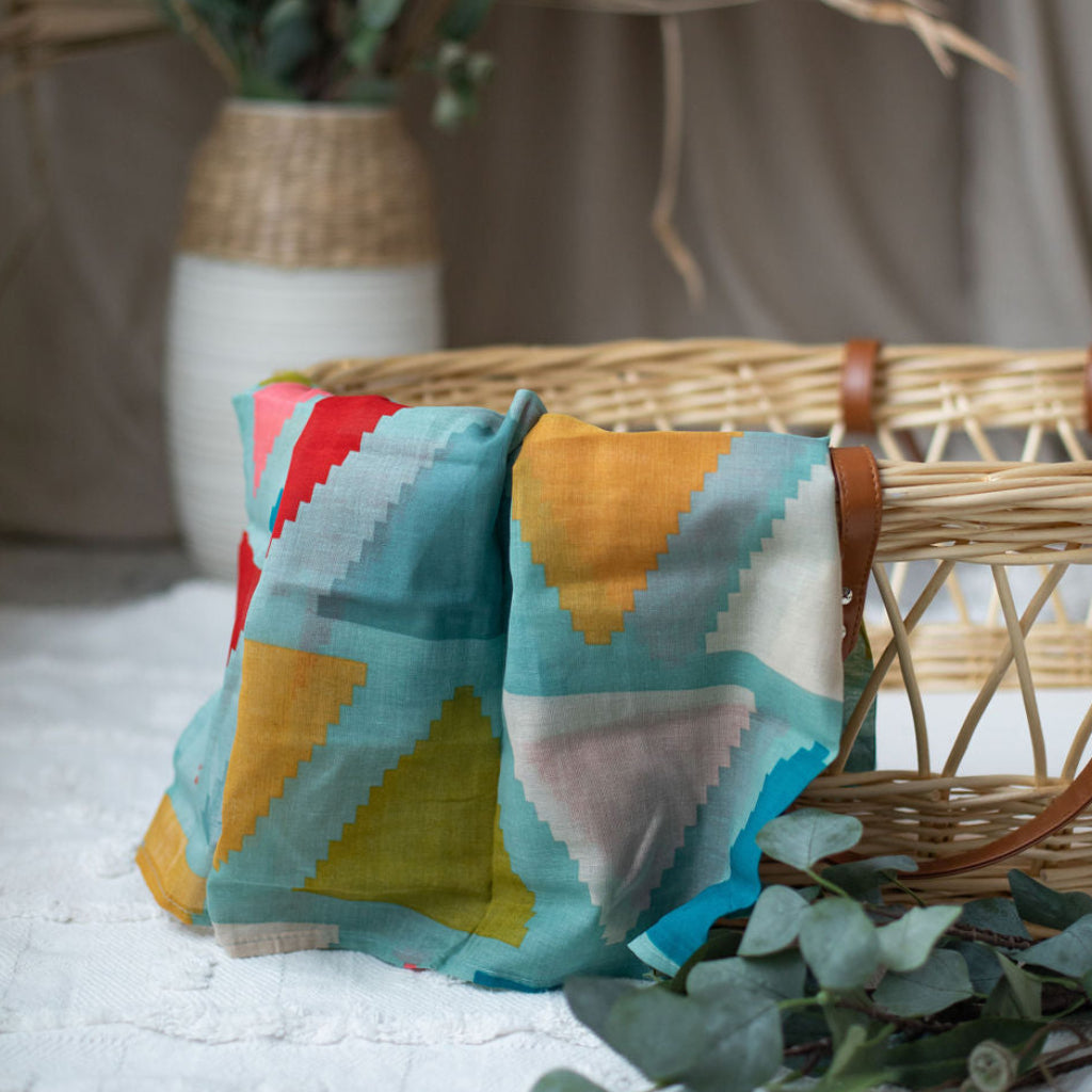 Green Aztec Muslin Wrap