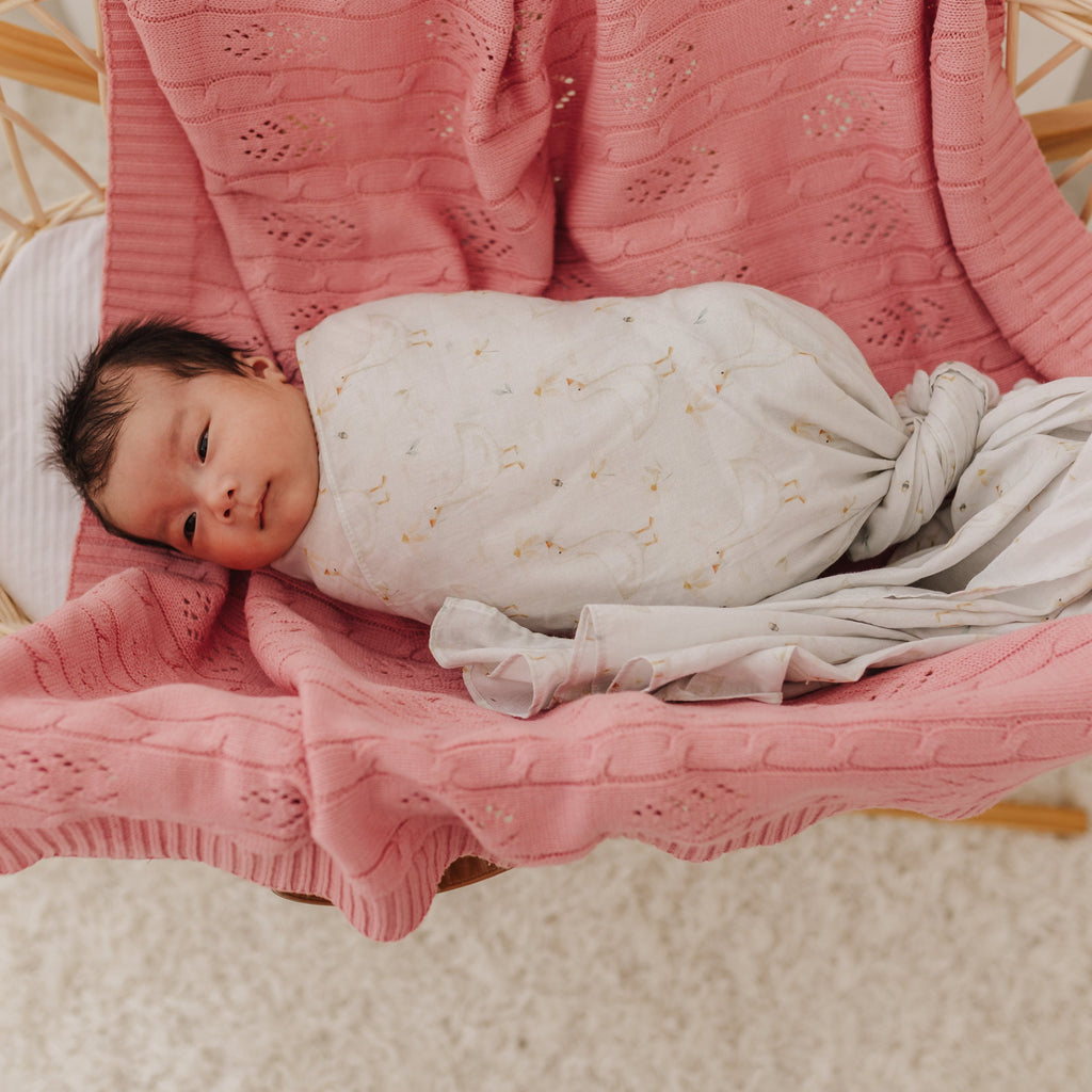 Gwen the Goose Muslin Wrap & Buttermilk Pram Clip Set
