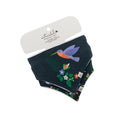 Pair of bandana bib with a hummingbird design on a white background