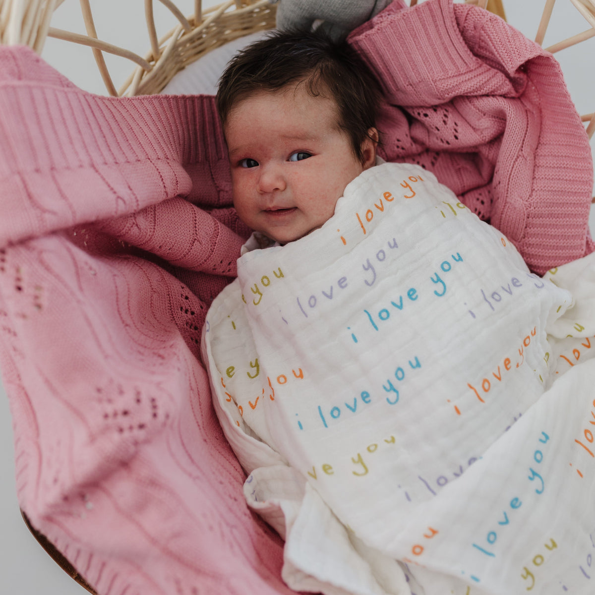I Love You Muslin Blanket