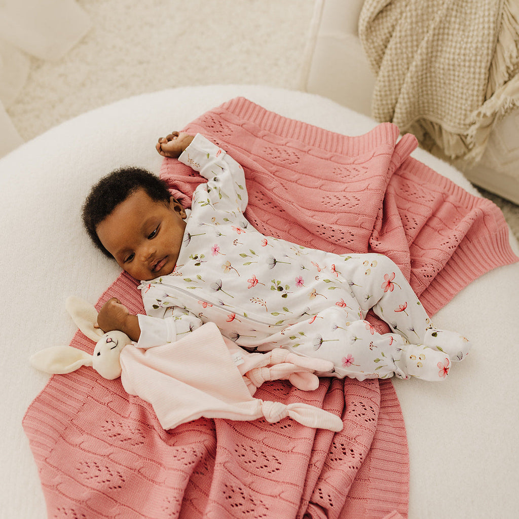 Fleur Organic Cotton Zip & Footed Outfit