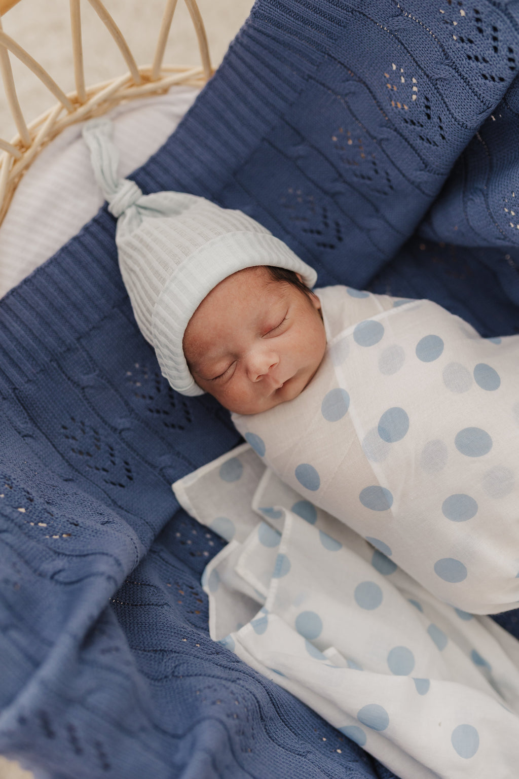 Pale Blue Self Stripe Beanie