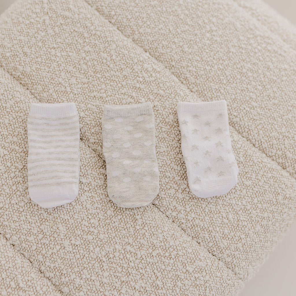 Grey Stripe, Spot & Star Socks - 3 Pack