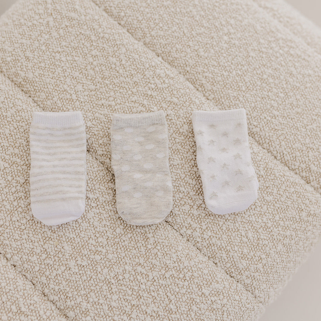 Grey Stripe, Spot & Star Socks - 3 Pack