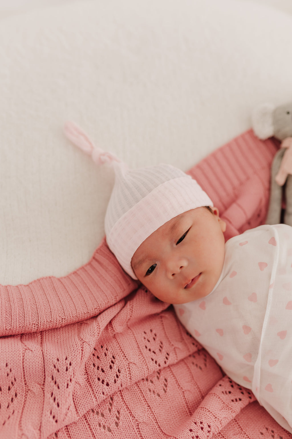 Pink Self Stripe Beanie