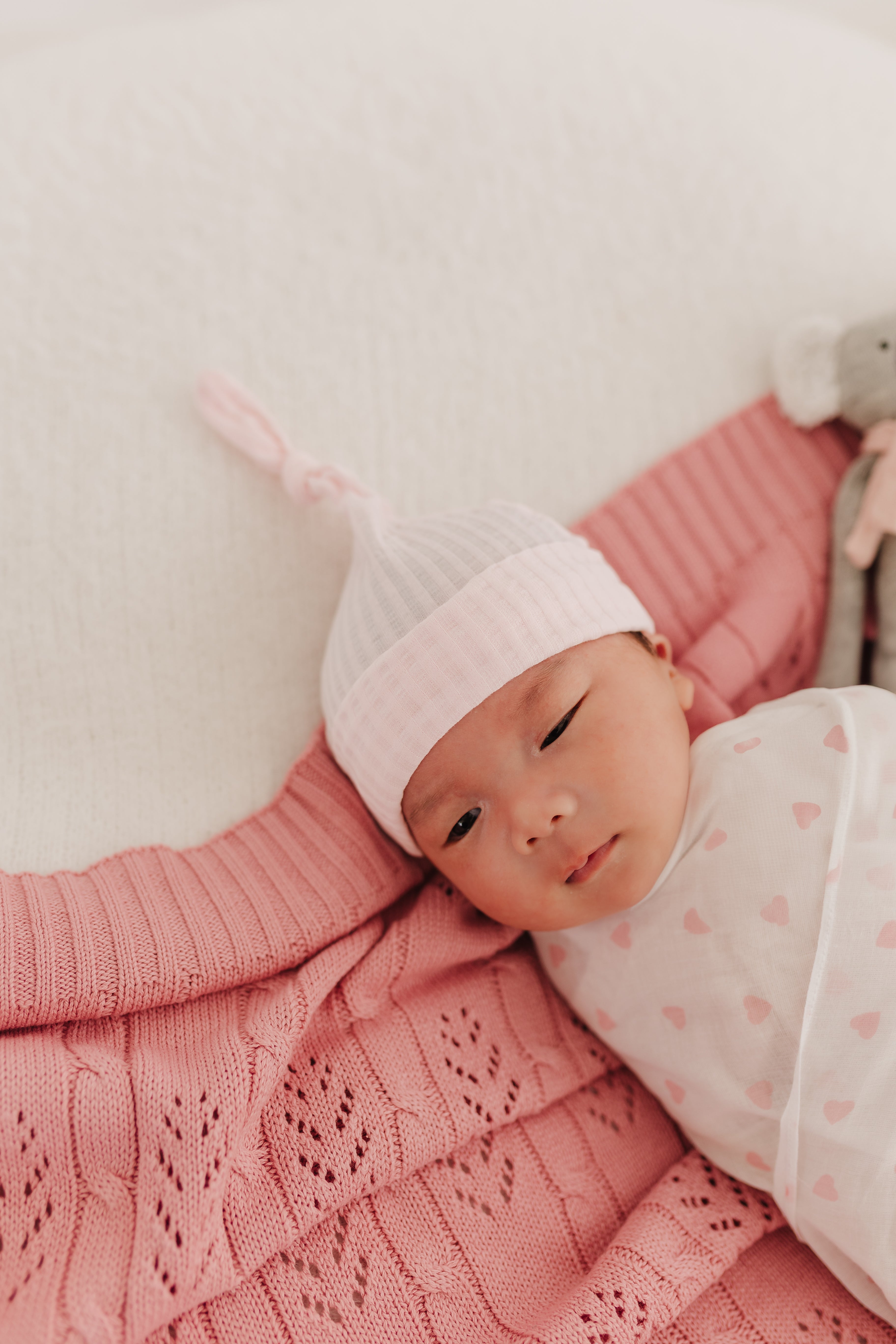 Pink Self Stripe Beanie