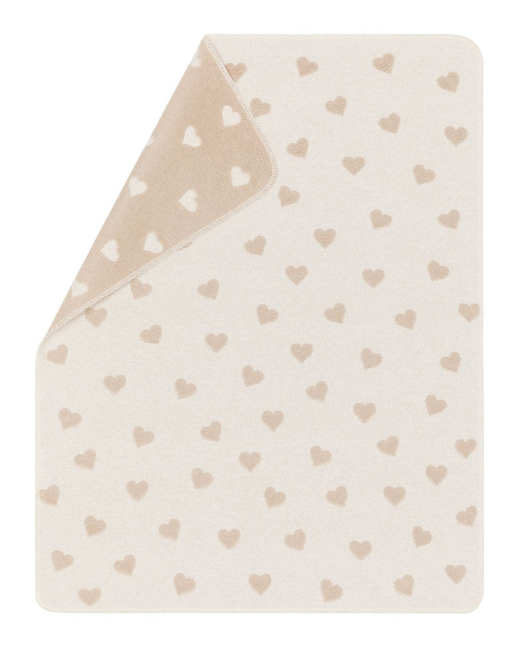 Off White Hearts Allover Carla Bassinet Blanket