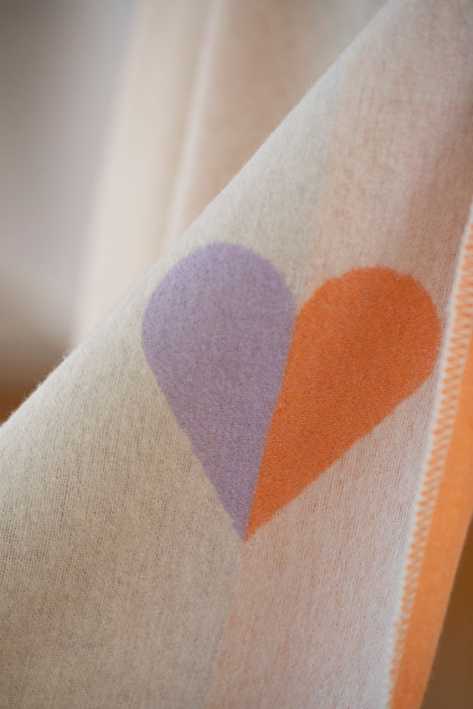 Off White Hearts Allover Juwel Cot Blanket