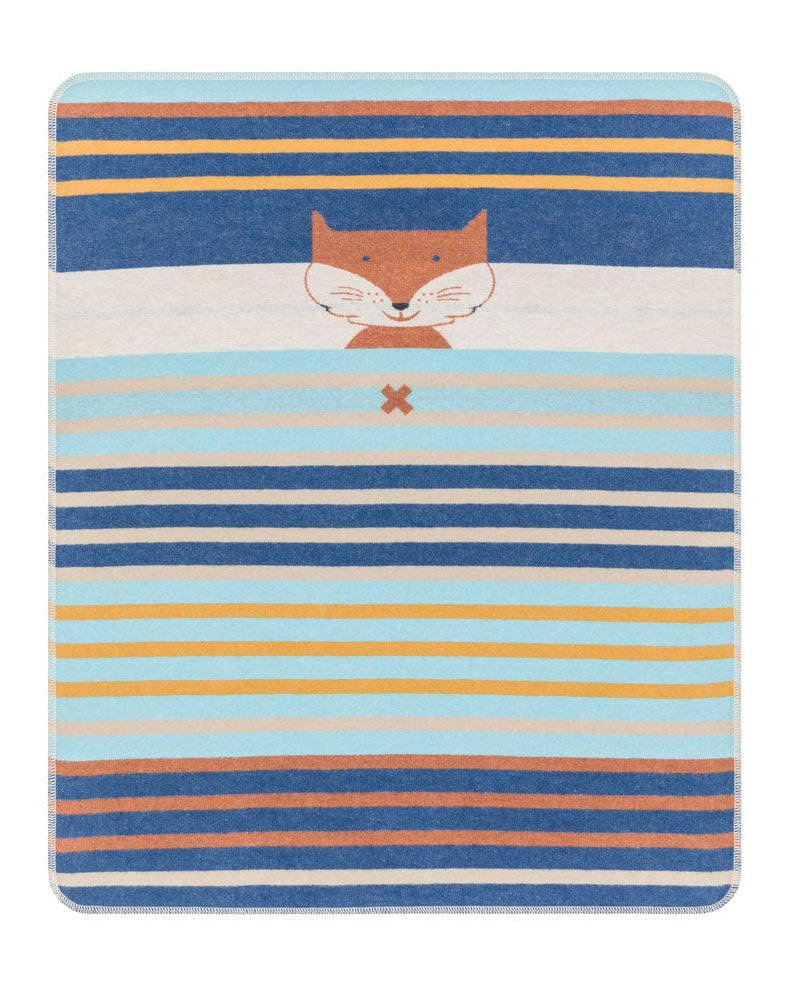 Navy Fox and Stripes Juwel Bassinet Blanket