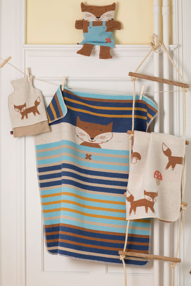 Navy Fox and Stripes Juwel Bassinet Blanket