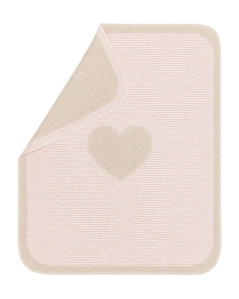 Blush Pink Heart & Stripes Juwel Bassinet Blanket