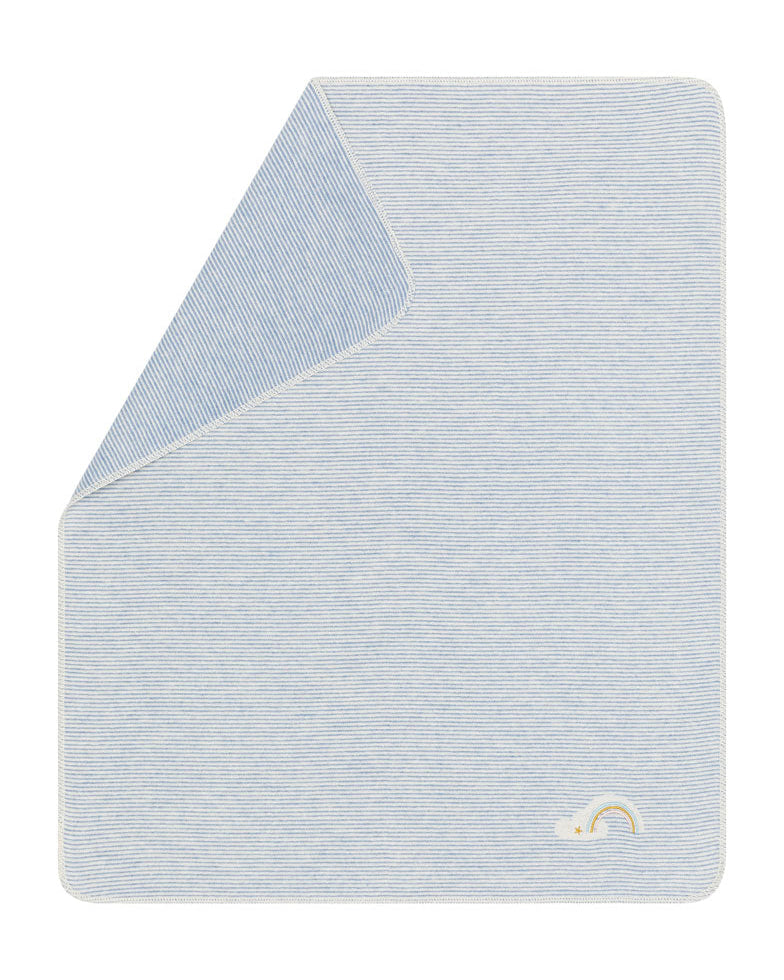 Blue Stripes with Embroidered Rainbow Juwel Bassinet Blanket