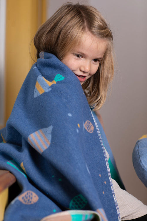 Blue Fish All Over Juwel Cot Blanket