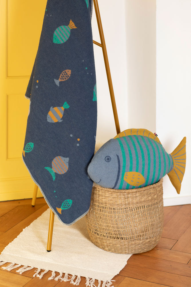 Blue Fish All Over Juwel Cot Blanket