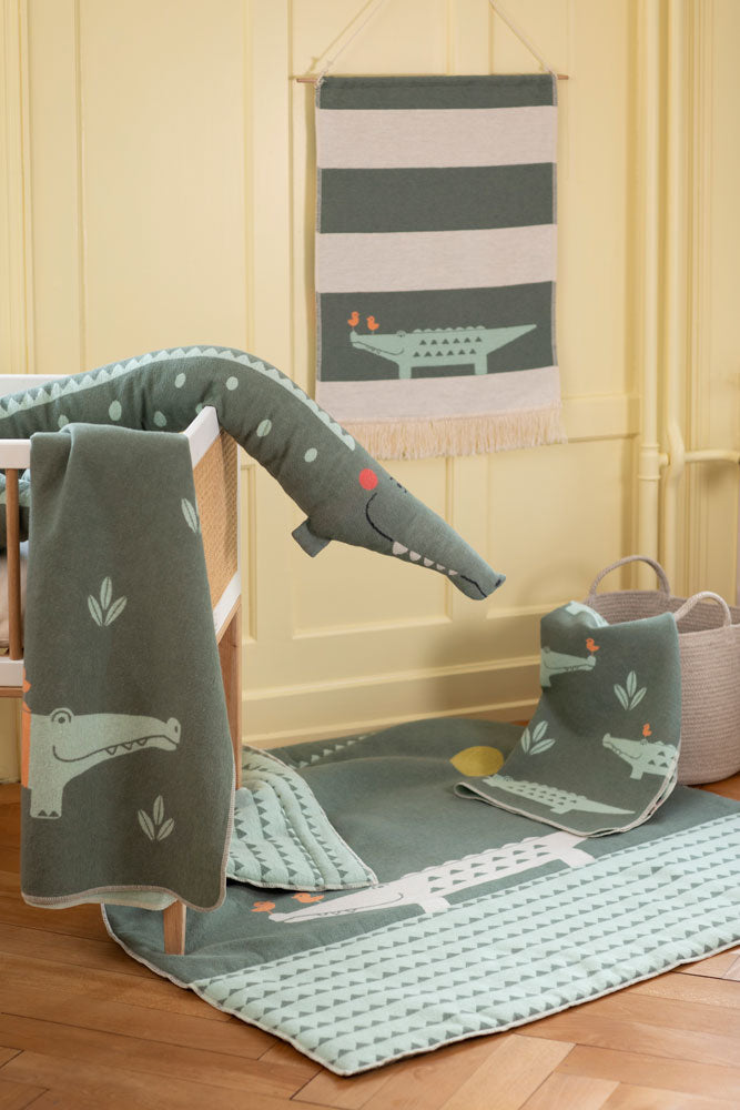 Green Happy Croc Juwel Cot Blanket