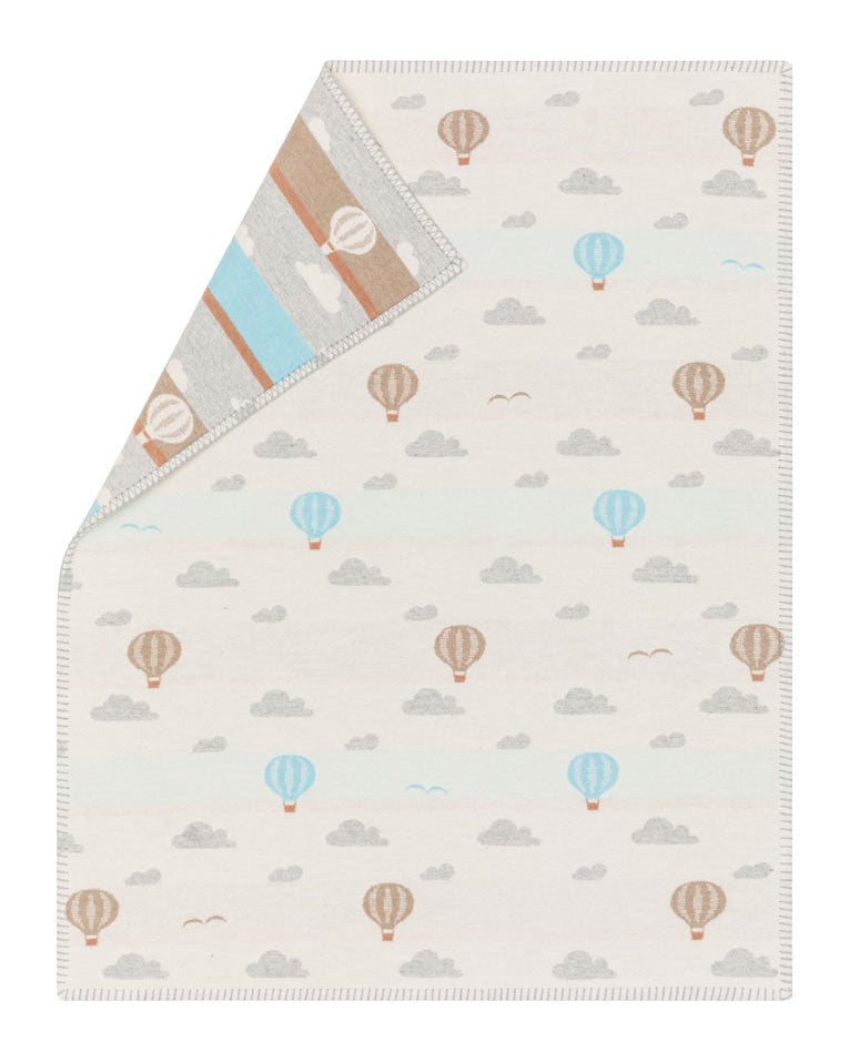 Off White Hot Air Balloons Organic Cotton Bassinet Blanket