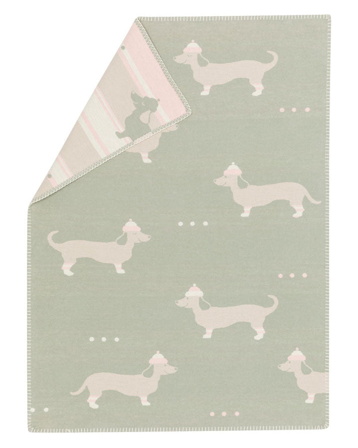 Light Green Dachshund Organic Cotton Bassinet Blanket