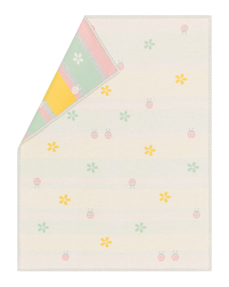 Off White Ladybugs Garden Organic Cotton Bassinet Blanket