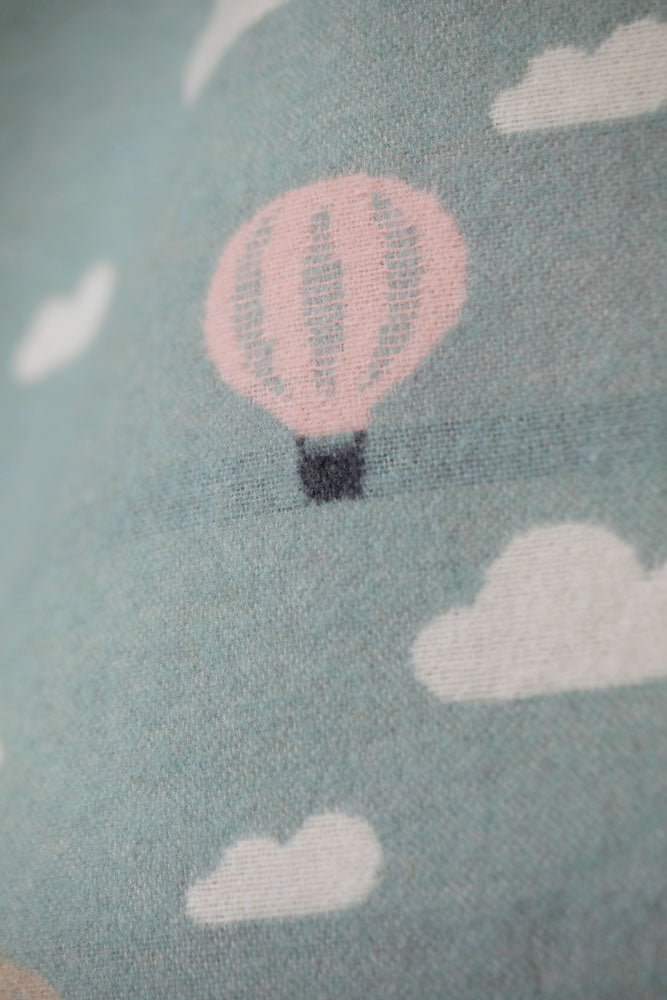 Off White Hot Air Balloons Organic Cotton Bassinet Blanket
