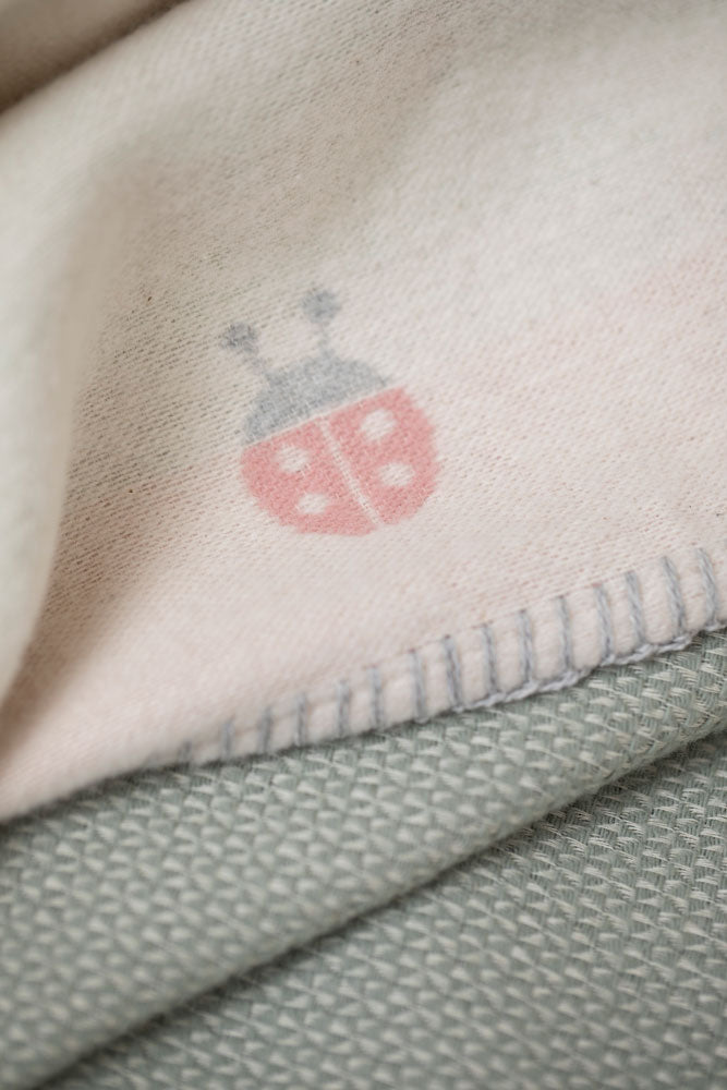 Pink Ladybugs Garden Organic Cotton Bassinet Blanket