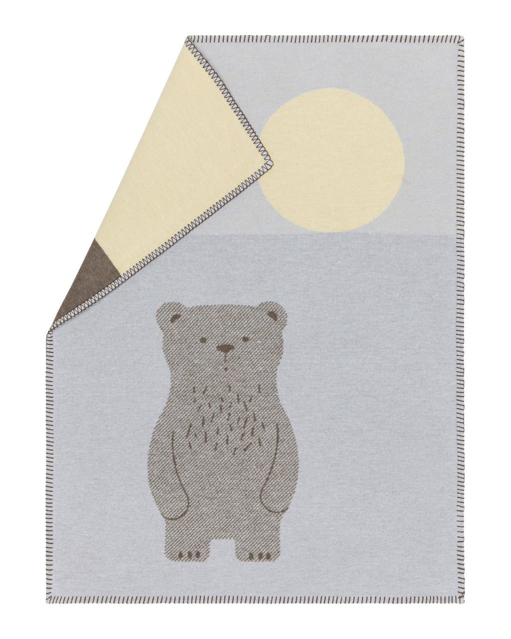 Light Blue Bear and Moon Lili Bassinet Blanket