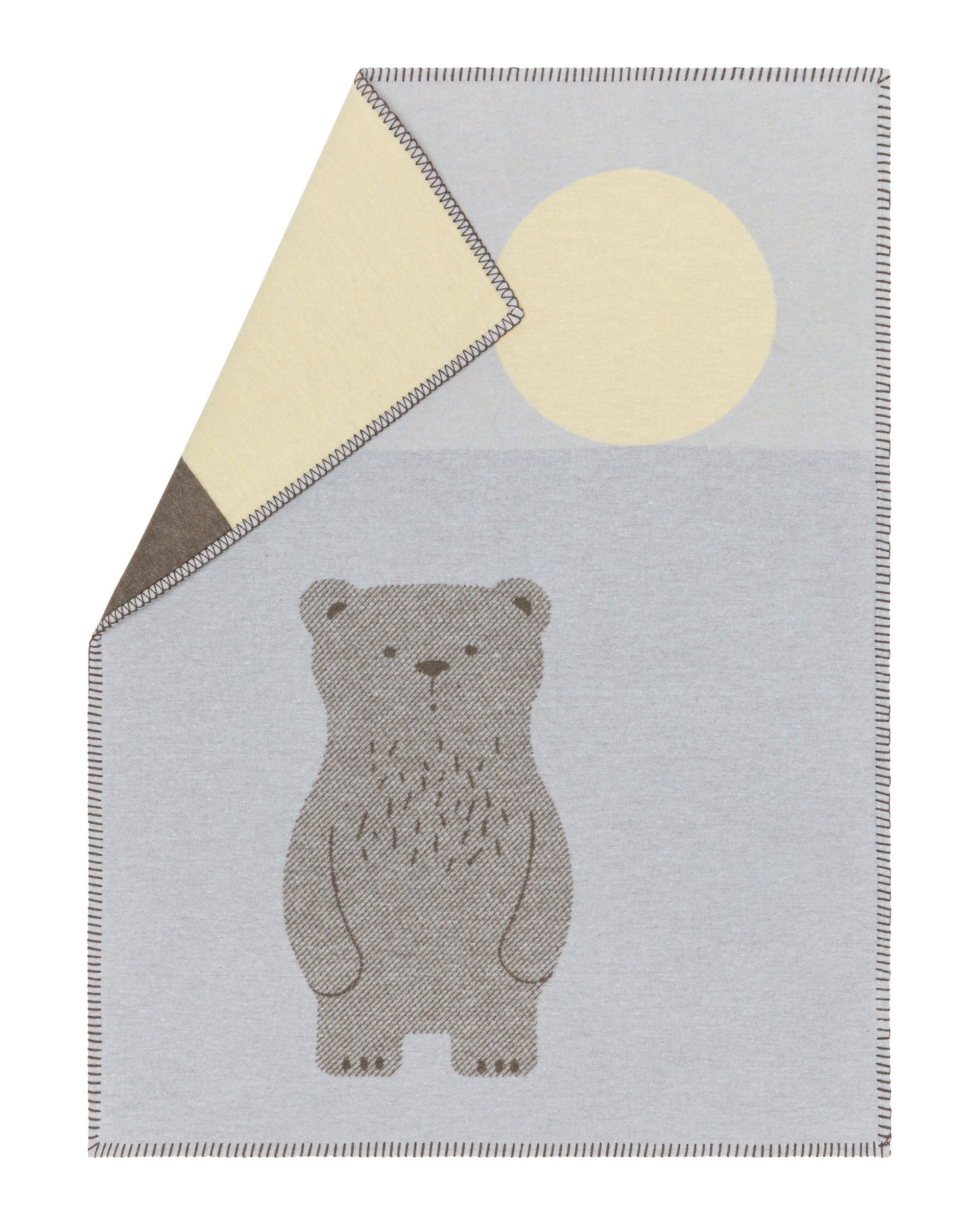 Light Blue Bear and Moon Lili Bassinet Blanket