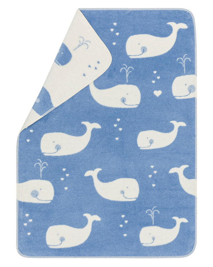 Blue Whales Allover Maja Bassinet Blanket