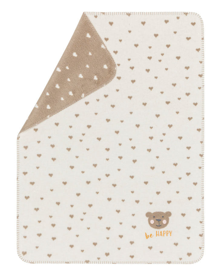 Off White Be Happy Bear Embroidery Mila Bassinet Blanket