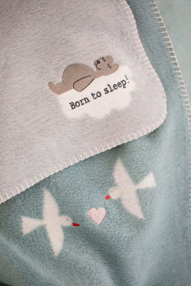 Grey Born To Sleep Embroidered Panda Bassinet Blanket