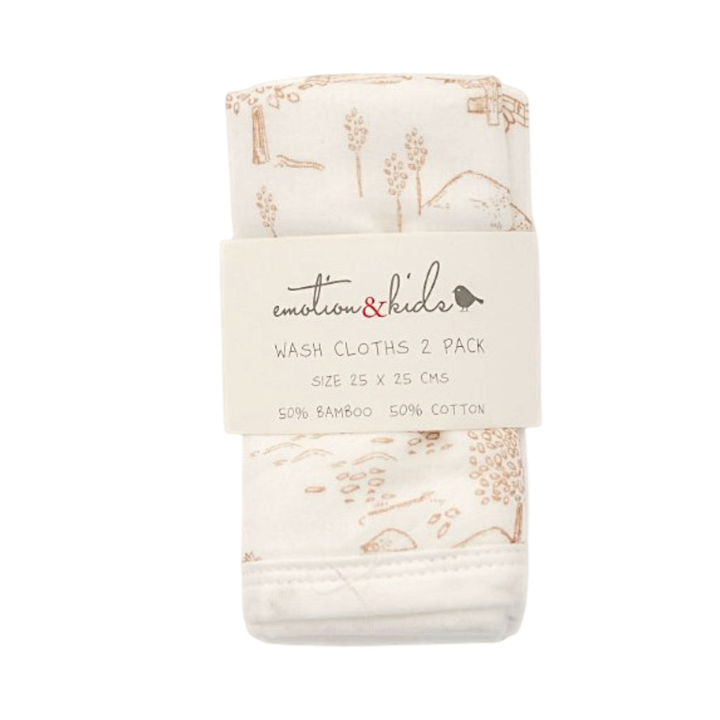 Latte Vintage Farm Baby Washcloths - 2 Pack