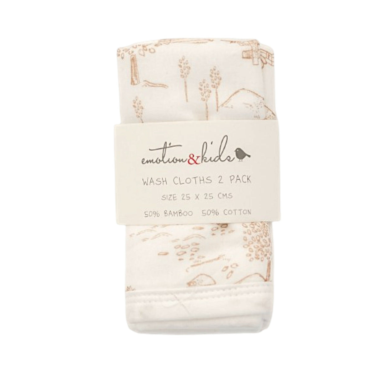Latte Vintage Farm Baby Washcloths - 2 Pack