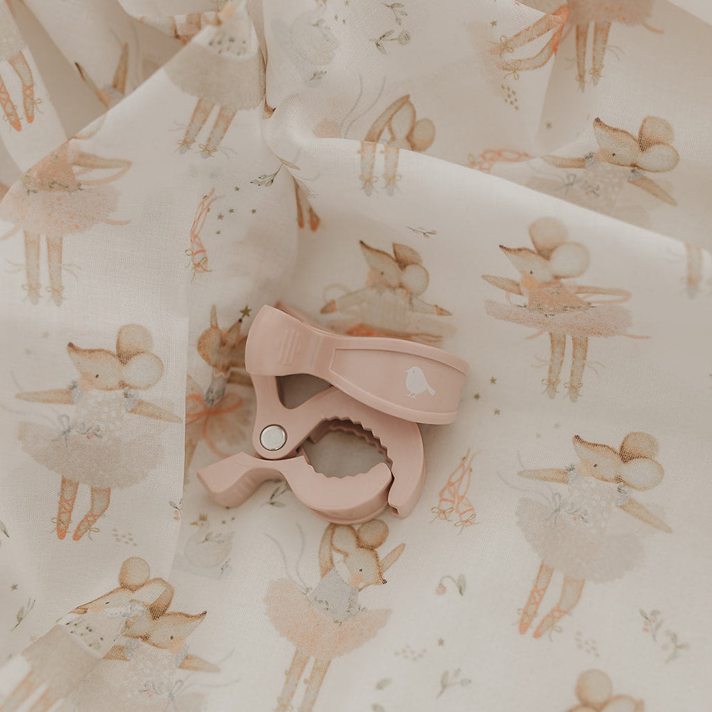 Ballerina Mouse Muslin Wrap & Pram Clip Set