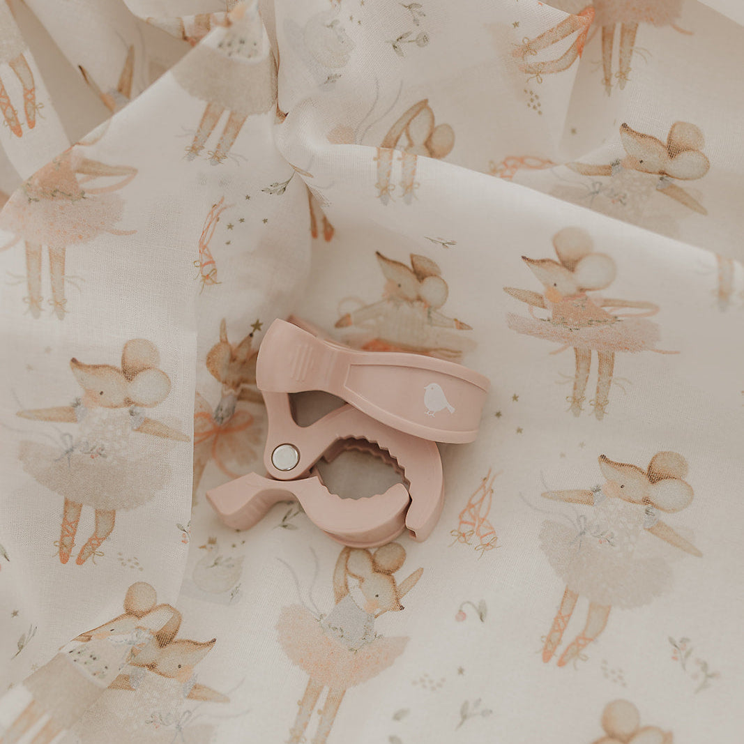 Ballerina Mouse Muslin Wrap & Pram Clip Set