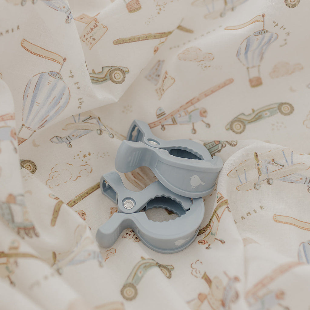 Vintage Transport Muslin Wrap & Pram Clip Set