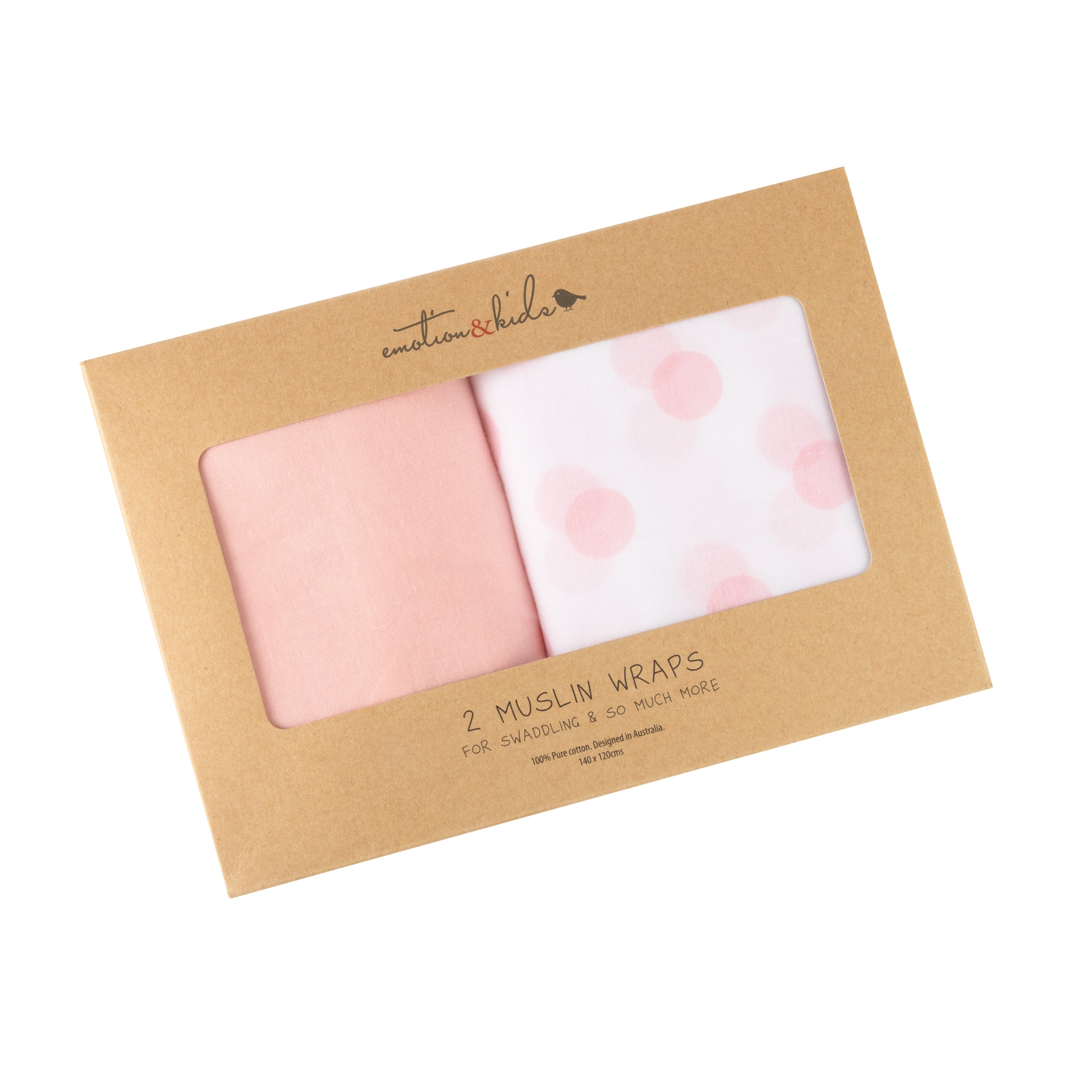 Pink & Pink Spot 2 Pack Muslin Wrap