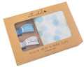Blue Spot Muslin Wrap & Blue/White Pram Clip Set