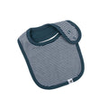 Navy blue bib with white stripes 