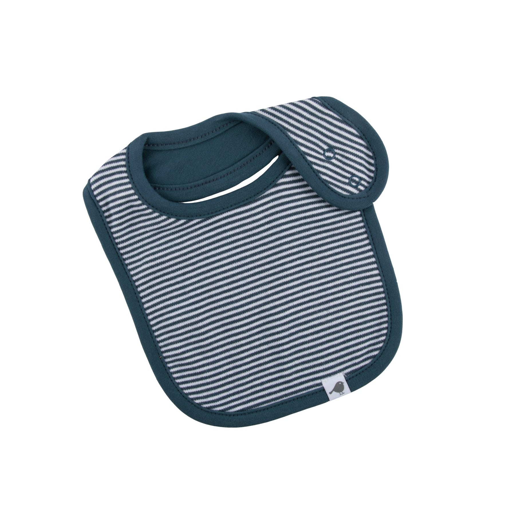 Navy blue bib with white stripes 
