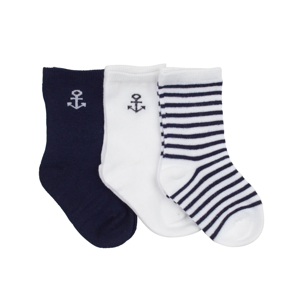 Navy Anchor Socks - 3 Pack