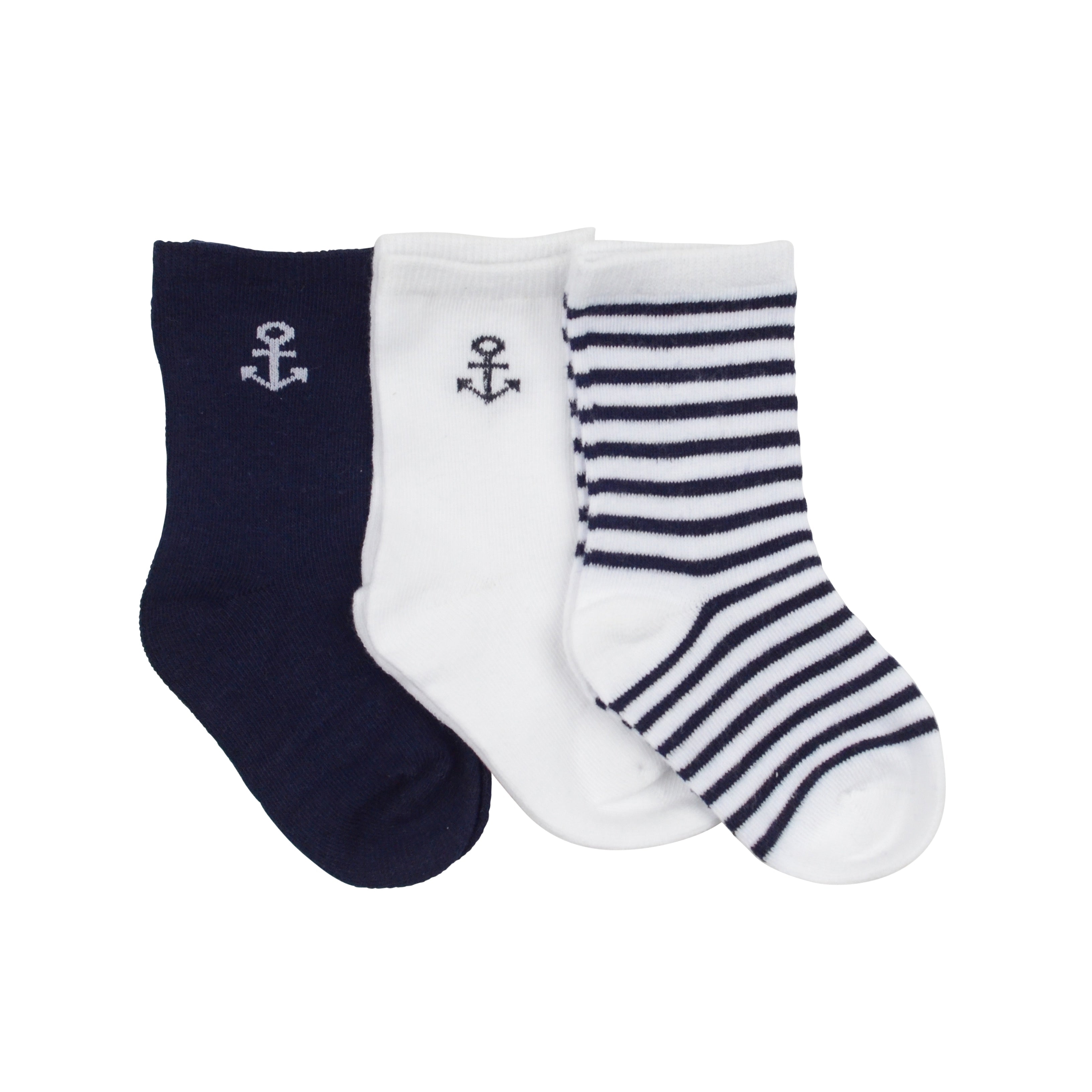 Navy Anchor Socks - 3 Pack